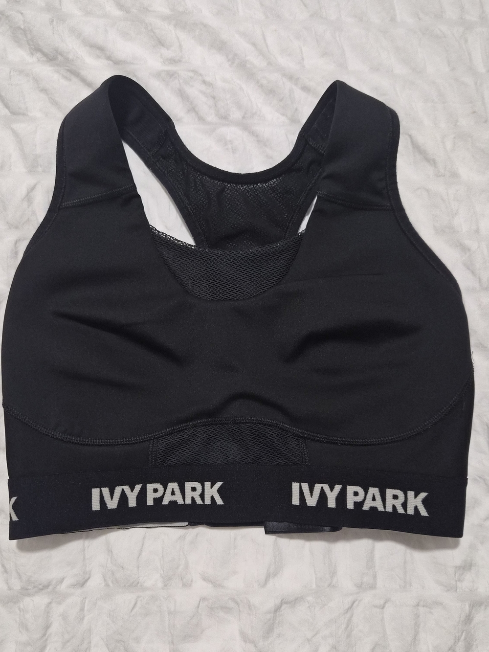 IVY PARK Black Mesh-Panel Racerback Sports Bra